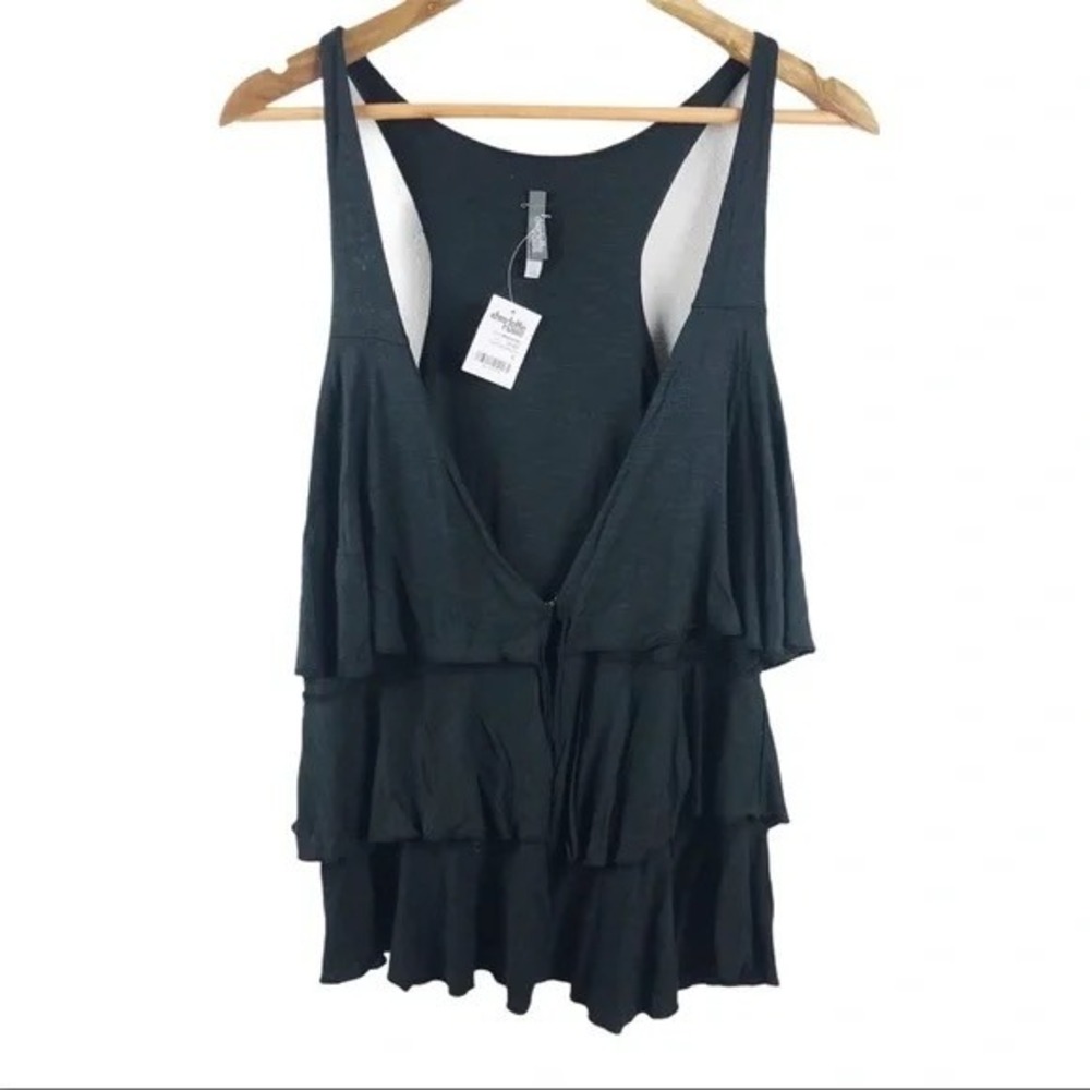Charlotte Russe Black‎ Ruffle Layered Racerback Tank Top Womens Y2K